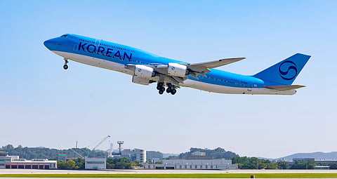 A Korean Air chartered plane takes off to bring back Korean workers detained in an immigration raid in Georgia, at Incheon International Airport, South Korea, Wednesday, Sept. 10, 2025. 