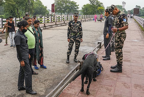 Security personnel at Raxaul in Bihar. 