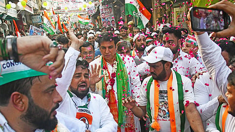 The Voter Adhikar Yatra, under the leadership of Delhi Pradesh Congress Committee president Devender Yadav at Mustafabad Assembly, Sanjay Chowk.