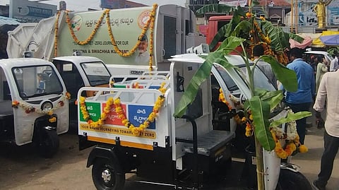 New CNG and E-autos and compactors being deployed in Kuppam municipality for collecting garbage on Wednesday.