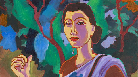 'Poised', a painting by Pratap Deb 