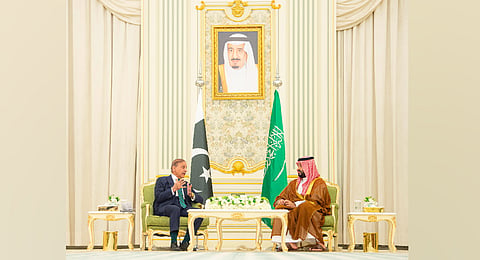 The "Strategic Mutual Defence Agreement" was signed by Saudi Arabia's Crown Prince Mohammed bin Salman Abdulaziz Al Saud and Pakistan Prime Minister Shehbaz Sharif.