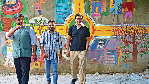Dilli Dehat founders Gagandeep Singh Bidhuri, Puneet Singh Singhal and Parth Shokeen