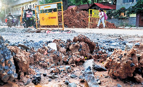 The Chamrajapet 5th Main Road was excavated months ago but even now it is not properly fixed 