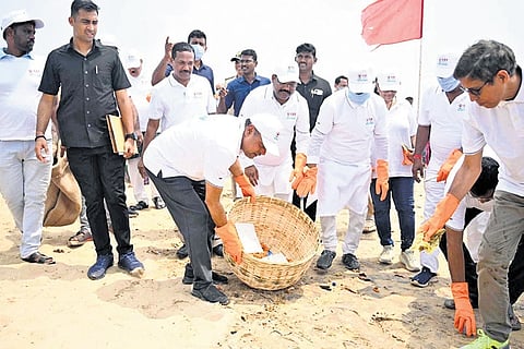 Coastal clean-up drive underway at Puri’s Blue Flag beach on Saturday 