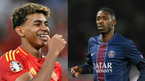 The Ballon d’Or gala will see PSG star Ousmane Dembele (R)  and Barcelona prodigy Lamine Yamal (L) among the leading contenders.