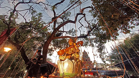 The Saraswathi Mandapam at Poojappura in full Navaratri glory.