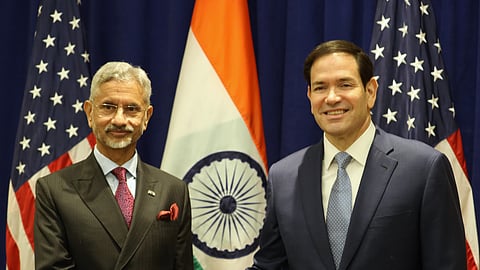 External Affairs Minister S Jaishankar meets with US Secretary of State Marco Rubio on the sidelines of the UN General Assembly in New York on Monday, Sept. 22, 2025.