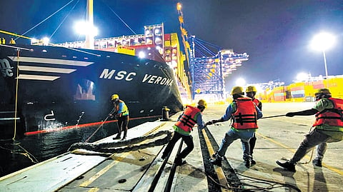 MSC Verona, the 500th vessel berthing at the Vizhinjam 
International Seaport on Tuesday
