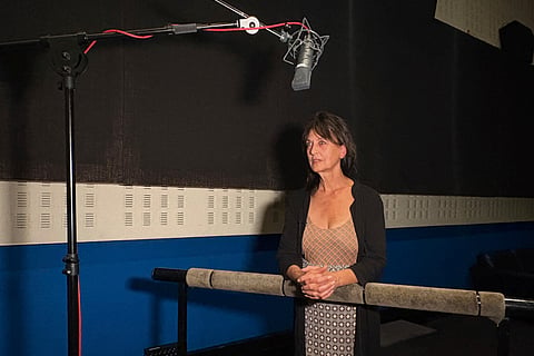 Francoise Cadol poses in a dubbing studio, in Saint Denis, outside Paris, France, Monday, Sept. 15, 2025. 
