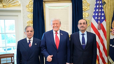 Donald Trump meets Shehbaz Sharif and Asim Munir at the White House.
