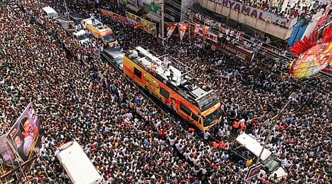 Actor-turned-politician Vijay's TVK party rally in Karur on Saturday