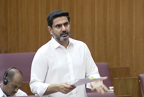 Minister for IT Nara Lokesh during the council session on Saturday. 