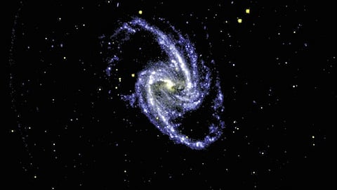 NGC1365, known as Fornax Propeller Galaxy, which is at a distance of 56 M
light years away seen from AstroSat 