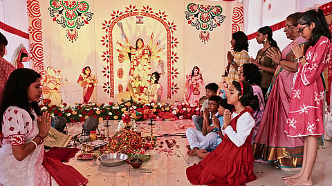 The Durga Pujo pandal at Hasan Marakkar Hall in Thiruvananthapuram.
