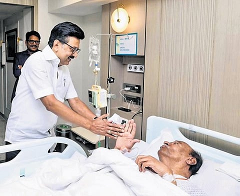 CM MK Stalin calling on PMK founder S Ramadoss, who has been admitted to  Apollo Hospitals