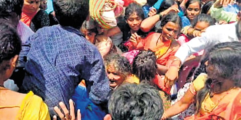 Rush of devotees at Huligemma Devi Temple in Huligi near Koppal district 