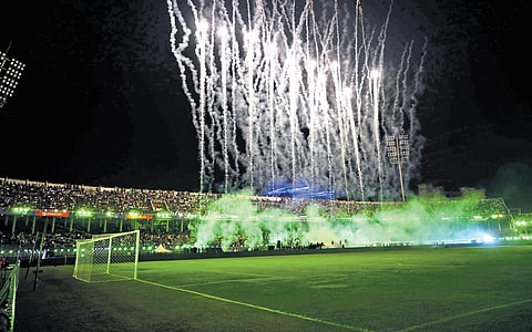 A glimpse from the opening ceremony of the second season of Super League Kerala football championship  