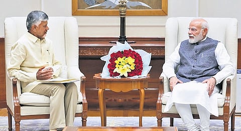CM Nara Chandrababu Naidu met PM Narendra Modi in New Delhi on Monday 