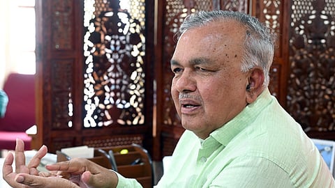 In this undated photo, senior Congress leader and Karnataka Cabinet Minister Ramalinga Reddy addresses a press conference in Bengaluru.