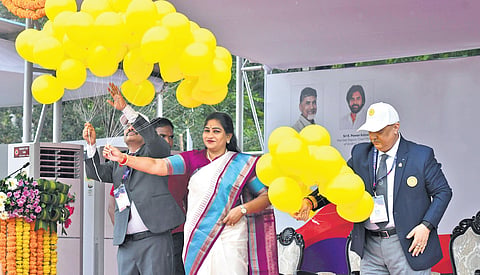 Home Mminister V Anitha inaugurating All-India Police Weightlifting Cluster in Mangalagiri on Monday 
