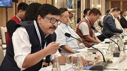 Tourism minister Kandula Durgesh addressing during the meeting of tourism ministers from all the states and union territories at Udaipur on Tuesday. 