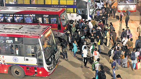 The Majestic bus terminal was crowded with commuters leaving the city for their hometown on Friday night.