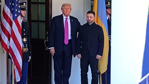 US President Donald Trump welcomes Ukrainian President Volodymyr Zelensky at the White House.