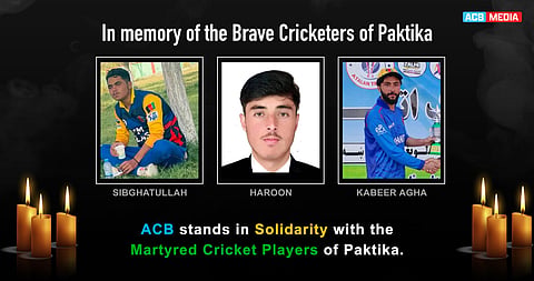 Afghanistan Cricket Board condoled killing of three of its domestic cricketers