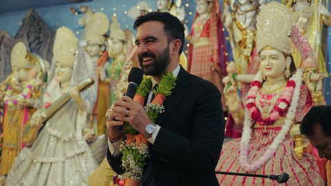 New York City mayoral candidate Zohran Mamdani speaks at a Diwali event for the Indian-American community in New York.