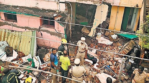 The blast caused partial collapse of a house and death of four men. 