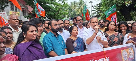 BJP leader M T Ramesh inaugurated the protest march against  Devaswom Board irregularities in Guruvayur on Thursday.