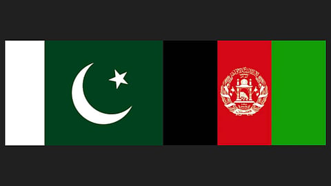 Flags of Pakistan and Afghanistan.