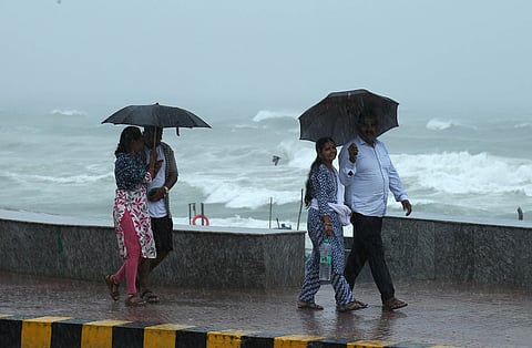Heavy rain and strong winds lash Visakhapatnam on Monday as Cyclone Montha moves closer to the Andhra coast.