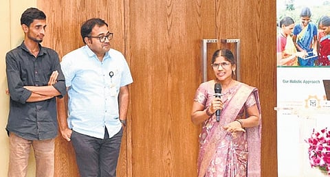 A woman farmer shares insights on the need for technology to detect pests and diseases at the launch of ‘SMART CROP’ 