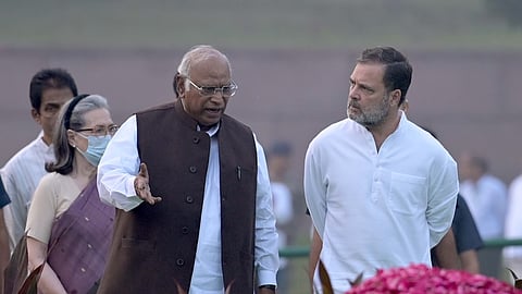 Congress president Mallikarjun Kharge,  LoP in the Lok Sabha Rahul Gandhi.