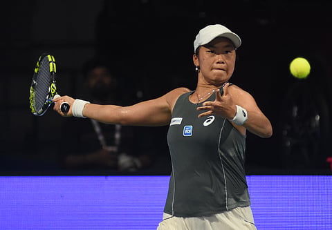 Janice Tjen in action on Saturday