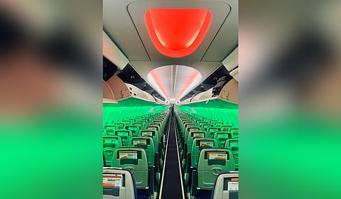 Akasa Air flight interiors glow in tricolour hues to celebrate the spirit of India. 