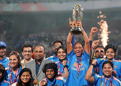 BCCI Secretary Devajit Saikia (Fourth from L) with the Indian team