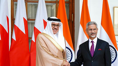 External Affairs Minister S. Jaishankar with Bahrain Foreign Affairs Minister Abdullatif bin Rashid Alzayani during the 5th India-Bahrain High Joint Commission meeting in New Delhi, Nov. 3, 2025. 