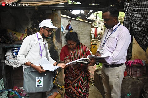 Booth Level Officers (BLOs) are distributing two copies of the enumeration form to voters based on records from the last intensive revision conducted in 2002.