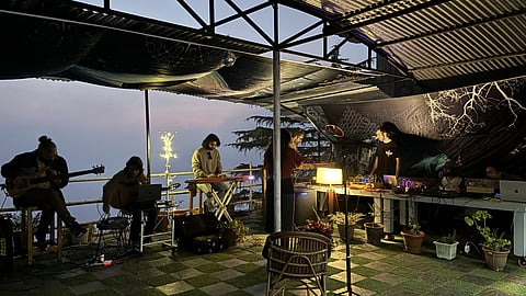 The current ensemble of Dilli Improvisers Ensemble during a rehearsal session