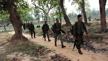 A gun battle underway between security forces and Maoists in Jharkhand's West Singhbhum district 