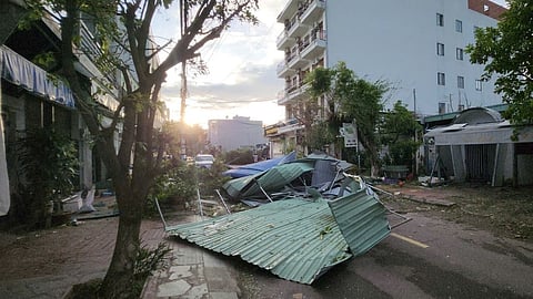 Debris sits on a road in Gai Lai, Vietnam, on Friday, Nov. 7, 2025 after Typhoon Kalmaegi lashed the country with fierce winds and torrential rains. 