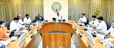 CM Nara Chandrababu Naidu chaired the State Cabinet meeting at the Secretariat in Velagapudi on Monday 
