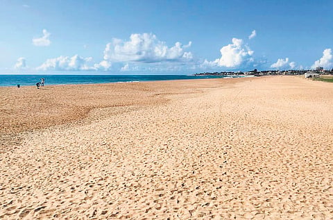 The expanse of clean beach in Kovalam near Chennai 