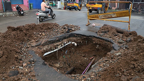 Remains were left unattended by the Coimbatore City Municipal Corporation (CCMC) and TWAD Board officials on Tuesday. 