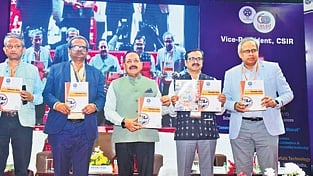 Union minister Dr Jitendra Singh releasing a booklet during Cohort Connect 2025 in Bhubaneswar 