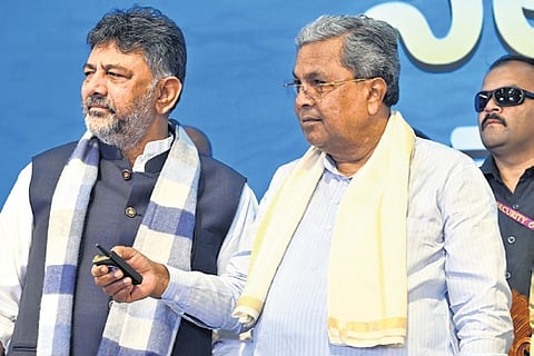 CM Siddaramaiah & DCM DK Shivakumar  at an event on Friday.