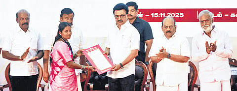 Chief Minister MK Stalin inaugurating welfare schemes for sanitation workers in Chennai on Saturday.